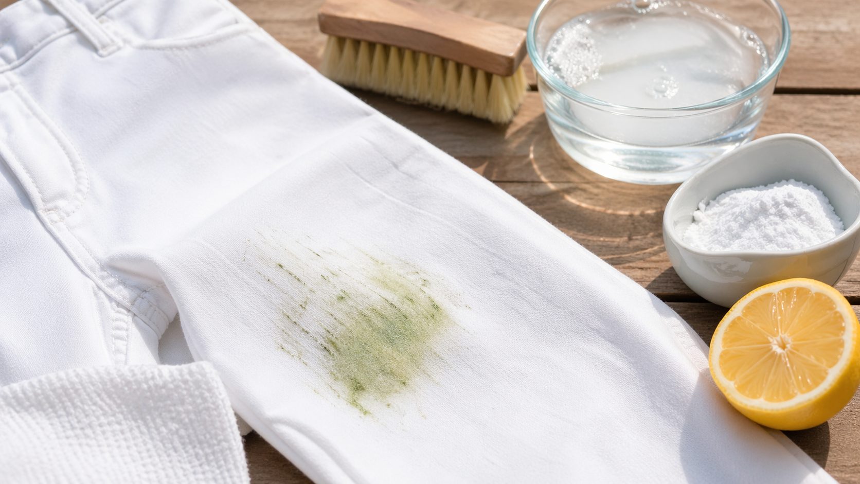 Comment enlever une tache d’herbe sur un pantalon blanc